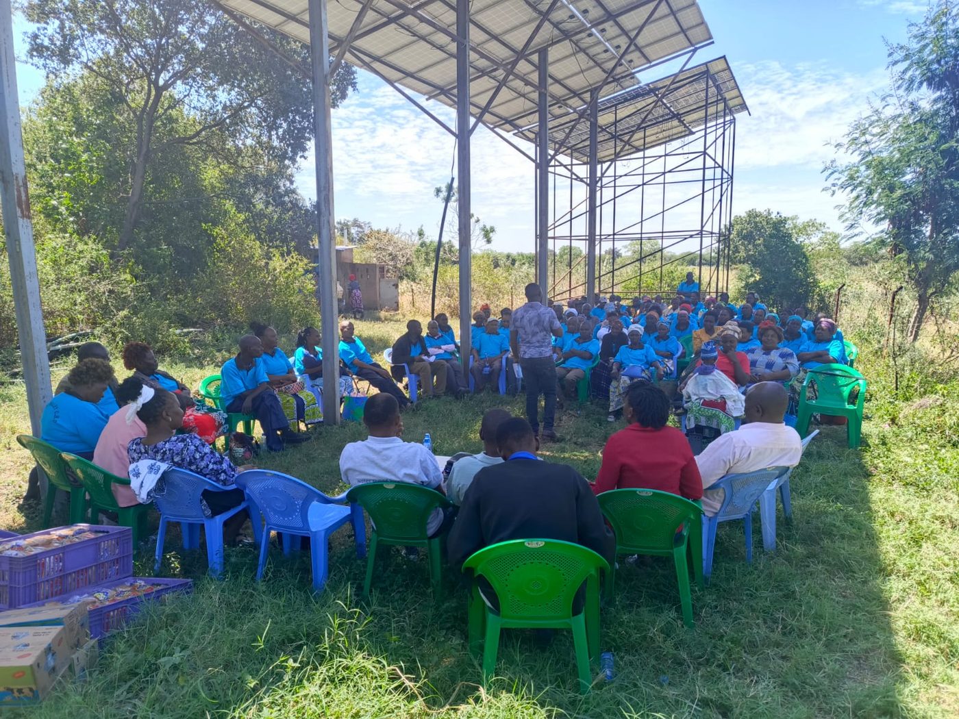 Community members meeting at a rural water scheme